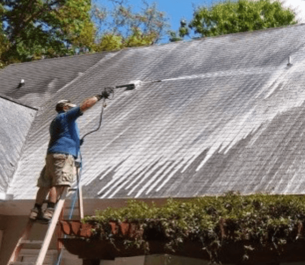 Roof Cleaning service at a Houston property